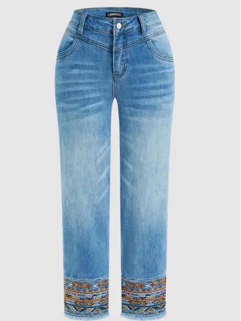 Xl Flamingals Tribal Cropped Jeans.